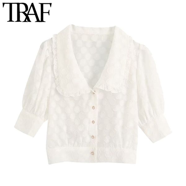 traf women sweet fashion semi-sheer polka dot cropped blouses vintage puff sleeves button-up female shirts chic 210415, White
traf women sweet fashion semi-sheer polka dot cropped blouses vintage puff sleeves button-up female shirts chic 210415, White