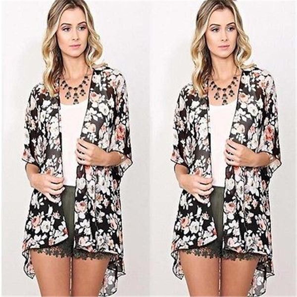 women's blouses & shirts women floral print kimono chiffon lace fringe loose blouse jacket cardigan summer, White
women's blouses & shirts women floral print kimono chiffon lace fringe loose blouse jacket cardigan summer, White