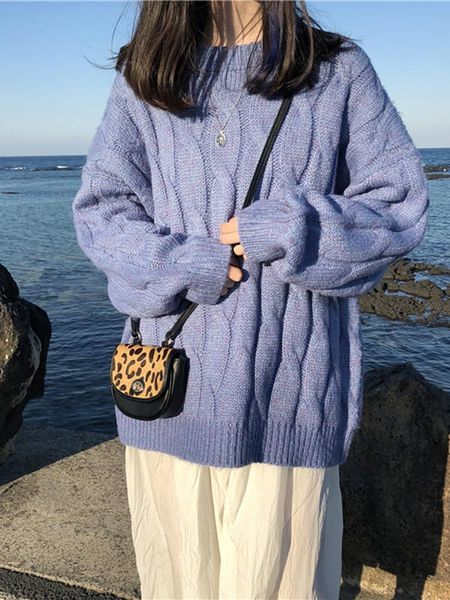 women's sweaters thickened crew neck twist autumn women versatile loose solid color chic coat student wxkh, White;black
women's sweaters thickened crew neck twist autumn women versatile loose solid color chic coat student wxkh, White;black