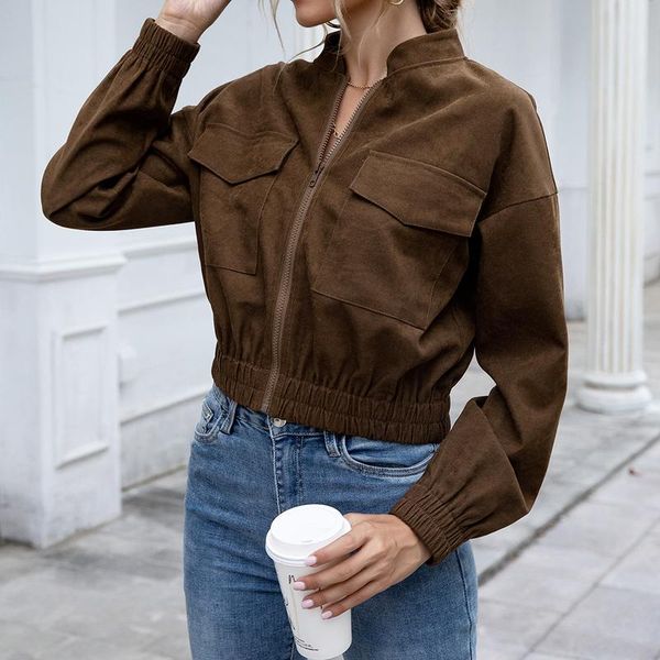 women's jackets women's jacket fashion long-sleeved pocket female casual yellow short wu haobo 5 colors spring and autumn clothes, Black;brown
women's jackets women's jacket fashion long-sleeved pocket female casual yellow short wu haobo 5 colors spring and autumn clothes, Black;brown