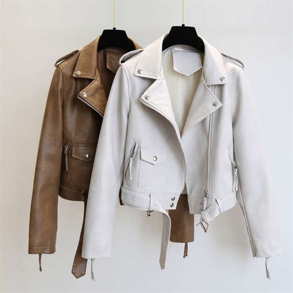 ftlzz spring autumn women faux leather jacket slim streetwear khaki coat biker moto with belt female outerwear 210927, Black
ftlzz spring autumn women faux leather jacket slim streetwear khaki coat biker moto with belt female outerwear 210927, Black