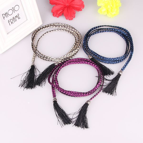 new thin versatile dress knot decorative waist chain women's hand woven belt 620, Silver
new thin versatile dress knot decorative waist chain women's hand woven belt 620, Silver
