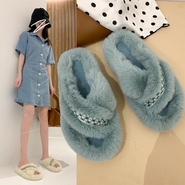 slippers furry ladies cotton indoor thick-soled warm shoes fashion cross mules fur flat women, Black
slippers furry ladies cotton indoor thick-soled warm shoes fashion cross mules fur flat women, Black