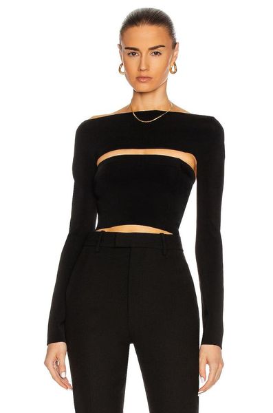 women's t-shirt 2021 autumn women black full sleeve hollow out bandage crop celebrity fashion night club party wear top, White
women's t-shirt 2021 autumn women black full sleeve hollow out bandage crop celebrity fashion night club party wear top, White