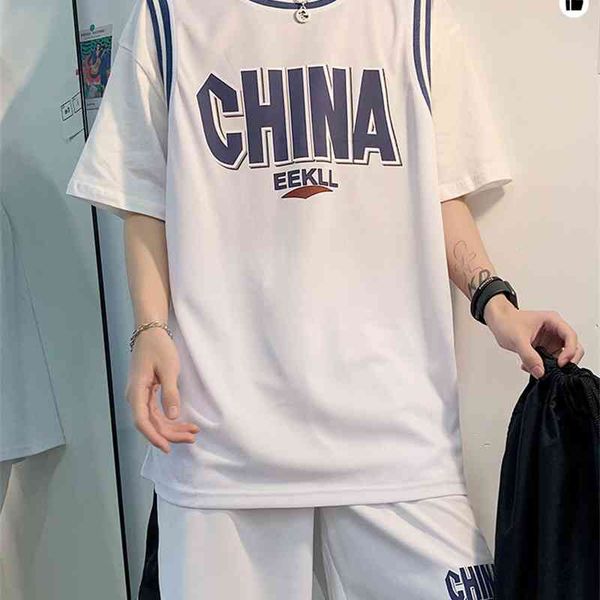 summer basketball men's baseball trend, trendy brand, pishuai suit, short sleeve t-shirt with handsome shorts, White;black
summer basketball men's baseball trend, trendy brand, pishuai suit, short sleeve t-shirt with handsome shorts, White;black