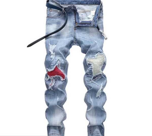 men's jeans fashion straight long pants men moto biker casual stretch slim ripped denim trousers, Blue
men's jeans fashion straight long pants men moto biker casual stretch slim ripped denim trousers, Blue