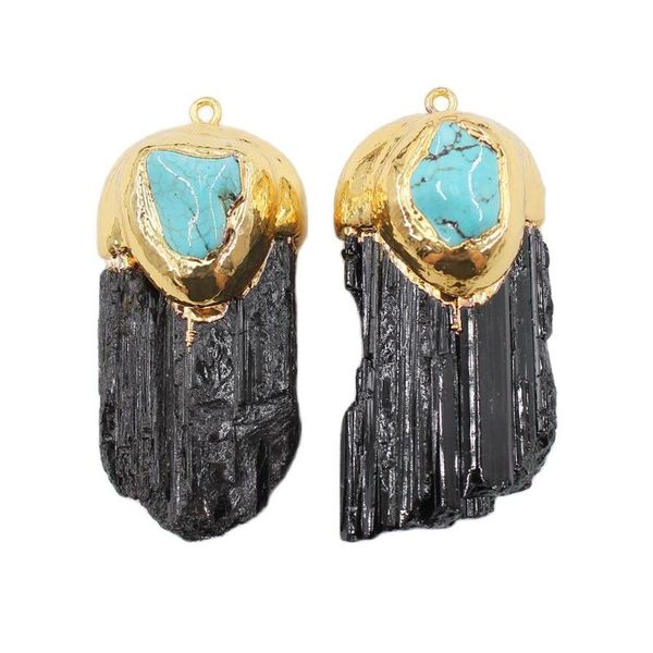 charms apdgg 1pc natural black tourmaline point raw rough blue turquoise necklace pendant jewelry diy, Bronze;silver
charms apdgg 1pc natural black tourmaline point raw rough blue turquoise necklace pendant jewelry diy, Bronze;silver