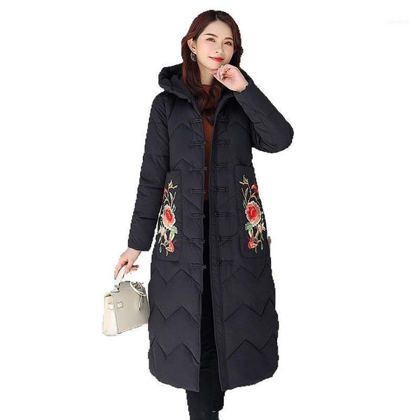 women's down & parkas chinese style winter jacket women embroidery floral long thick warm parka coat fashion slim hoodies cotton padded, Black
women's down & parkas chinese style winter jacket women embroidery floral long thick warm parka coat fashion slim hoodies cotton padded, Black