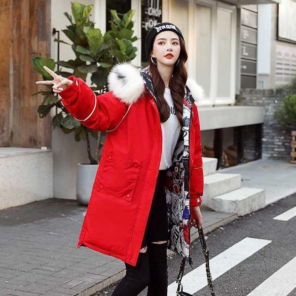 women's down & parkas korean style long jacket women both sides can be wear oversized winter hooded thick fur collar overcoat female, Black
women's down & parkas korean style long jacket women both sides can be wear oversized winter hooded thick fur collar overcoat female, Black