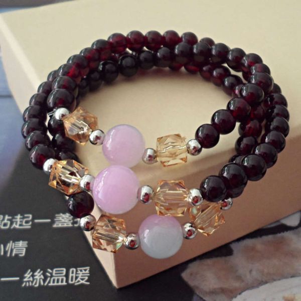 s303 thai buddha brand crystal imitation garnet two color bead multi layer bracelet for women, Black
s303 thai buddha brand crystal imitation garnet two color bead multi layer bracelet for women, Black