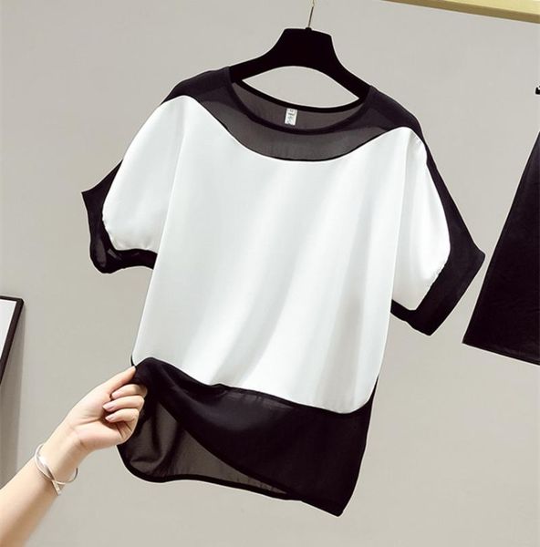 women's polos jsxdhk plus size women chiffon fashion shirt 2021 summer o neck black white hit color batwing sleeve loose blouses femme
women's polos jsxdhk plus size women chiffon fashion shirt 2021 summer o neck black white hit color batwing sleeve loose blouses femme