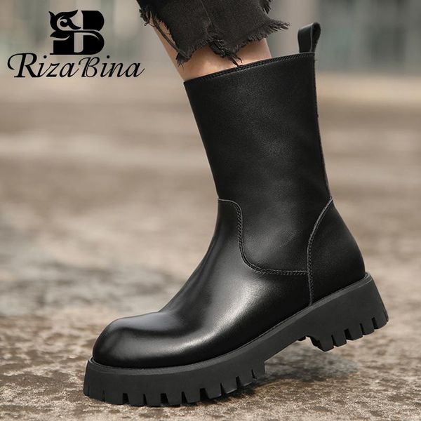 boots rizabina woman flat heel mid calf genuine leather shoes winter women short fashion size 35-39, Black
boots rizabina woman flat heel mid calf genuine leather shoes winter women short fashion size 35-39, Black