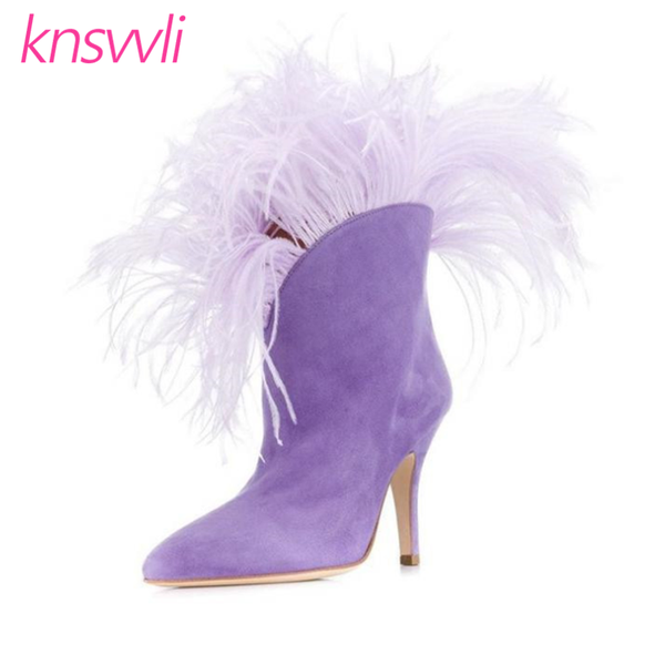 boots feather high heels ankle for women pointed toe runway party shoes woman red purple ostrich hair stiletto short, Black
boots feather high heels ankle for women pointed toe runway party shoes woman red purple ostrich hair stiletto short, Black