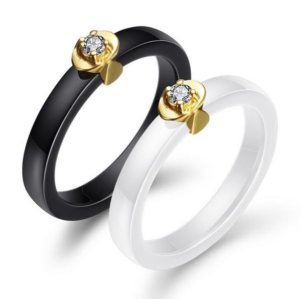 wedding rings 3mm simple cubic zirconia stone weeding women ring black white ceramic fashion engagement jewelry good quality, Slivery;golden 
wedding rings 3mm simple cubic zirconia stone weeding women ring black white ceramic fashion engagement jewelry good quality, Slivery;golden
