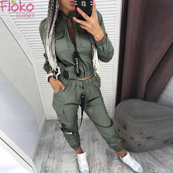 women's two piece pants flokocloset casual armygreen sets zipper long sleeve women and pencil spring autumn matching, White
women's two piece pants flokocloset casual armygreen sets zipper long sleeve women and pencil spring autumn matching, White