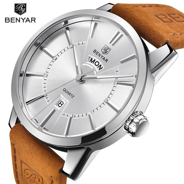 wristwatches benyar watch for men military quartz leather strap date week display luminous waterproof clock, Slivery;brown
wristwatches benyar watch for men military quartz leather strap date week display luminous waterproof clock, Slivery;brown