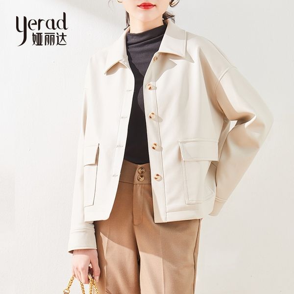 yalida brown leather women's korean version square neck long sleeve 2021 autumn new short beige coat, Black
yalida brown leather women's korean version square neck long sleeve 2021 autumn new short beige coat, Black