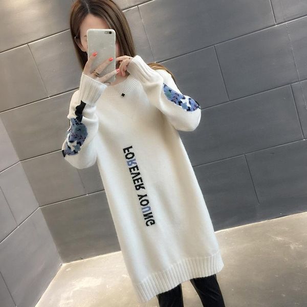 women's sweaters knee skirts and long sections sweater autumn 2021 winter outer wear loose knit shirt tide, White;black
women's sweaters knee skirts and long sections sweater autumn 2021 winter outer wear loose knit shirt tide, White;black