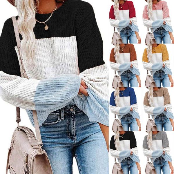 women's sweaters winter sweater for women patchwork casual fashion loose long-sleeved o-neck pullover harajuku style autumn clothing su, White;black 
women's sweaters winter sweater for women patchwork casual fashion loose long-sleeved o-neck pullover harajuku style autumn clothing su, White;black