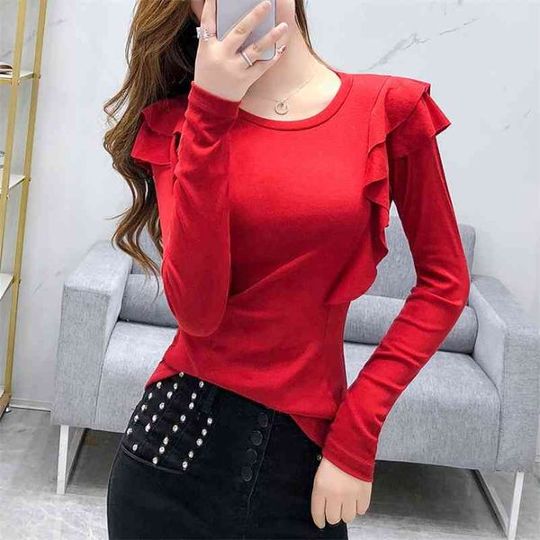 luxury design women's o neck long sleeves ruffles t-shirt autumn female pullover casual tees a3786 210519, White
luxury design women's o neck long sleeves ruffles t-shirt autumn female pullover casual tees a3786 210519, White