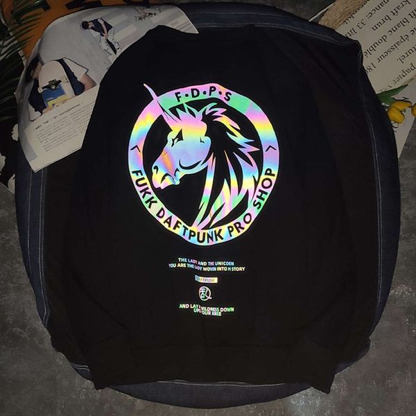 winter plush trend colorful reflective unicorn round collar sweater men's and women's wind night light couple pullover, Black;brown
winter plush trend colorful reflective unicorn round collar sweater men's and women's wind night light couple pullover, Black;brown