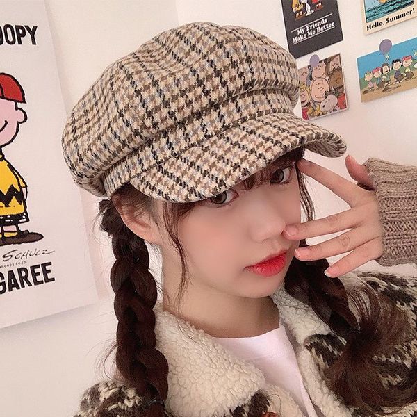 berets women vintage plaid artist painter hat for octagonal sboy cap retro autumn winter wool female beret 2021, Blue;gray
berets women vintage plaid artist painter hat for octagonal sboy cap retro autumn winter wool female beret 2021, Blue;gray