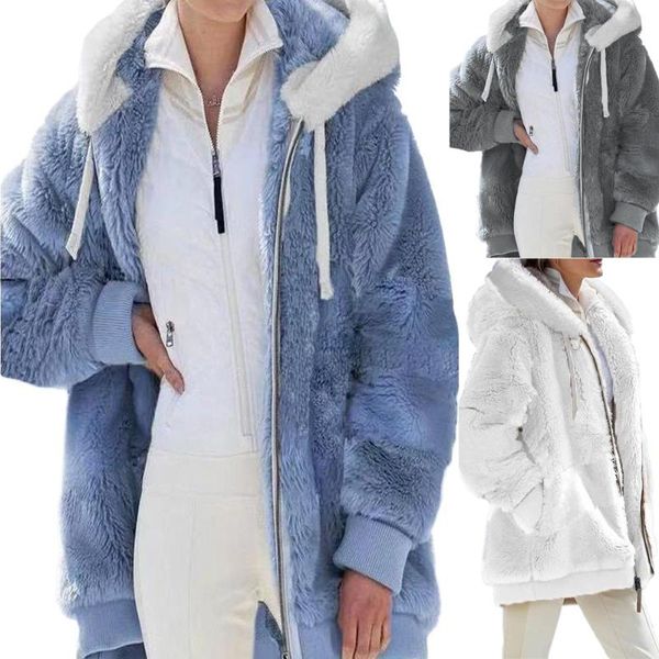 women's jackets winter women thick warm plush coat solid colour zipper hooded drawstring loose long sleeve jacket pockets vintage coats, Black;brown
women's jackets winter women thick warm plush coat solid colour zipper hooded drawstring loose long sleeve jacket pockets vintage coats, Black;brown