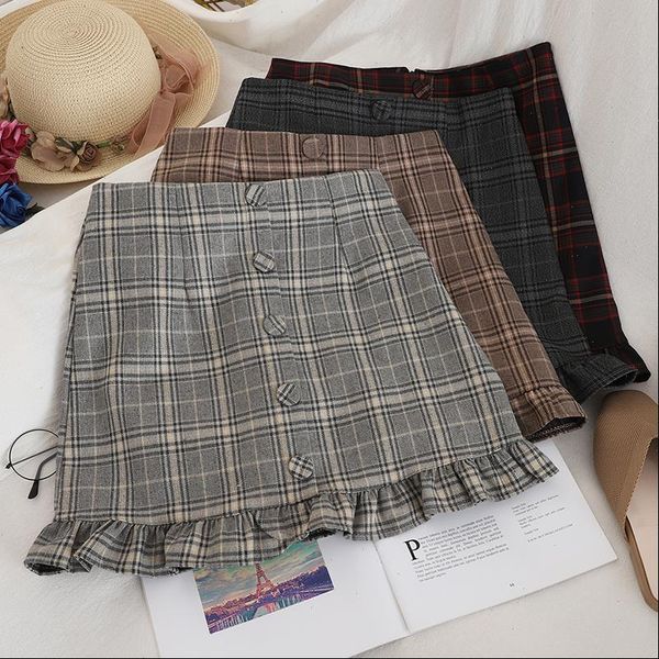 plaid ruffles casual button womens skirt high waist elegant vintage zipper above knee a line summer, Black
plaid ruffles casual button womens skirt high waist elegant vintage zipper above knee a line summer, Black
