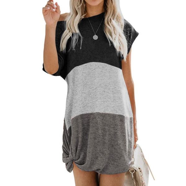 casual dresses women's short sleeve splicing kink dress fashion leisure and comfortable o-collar loose xl 2021 summer, Black;gray
casual dresses women's short sleeve splicing kink dress fashion leisure and comfortable o-collar loose xl 2021 summer, Black;gray