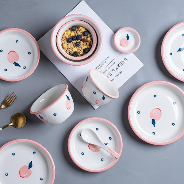 dishes & plates set bowl plate household ins wind creative peach ceramic tableware underglaze color western dinner
dishes & plates set bowl plate household ins wind creative peach ceramic tableware underglaze color western dinner