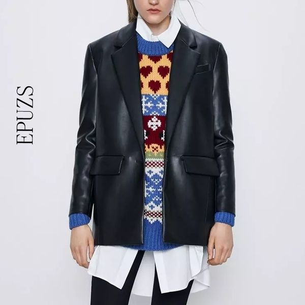 spring black pu leather blazer women elegant long sleeve office suit jacket casual single button blazers and jackets 210521, White;black
spring black pu leather blazer women elegant long sleeve office suit jacket casual single button blazers and jackets 210521, White;black
