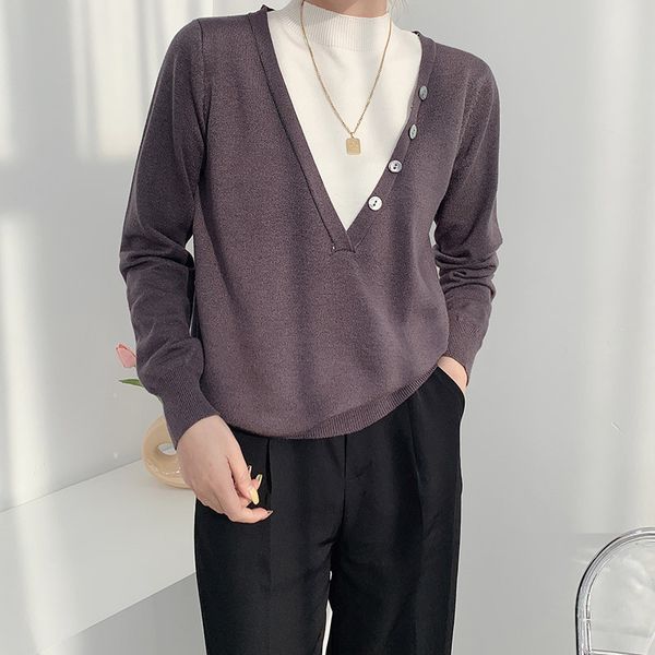 fall winter warm oversize sweater vintage fake two piece loose long sleeve base coat womens turtleneck pullovers 210420, White;black
fall winter warm oversize sweater vintage fake two piece loose long sleeve base coat womens turtleneck pullovers 210420, White;black