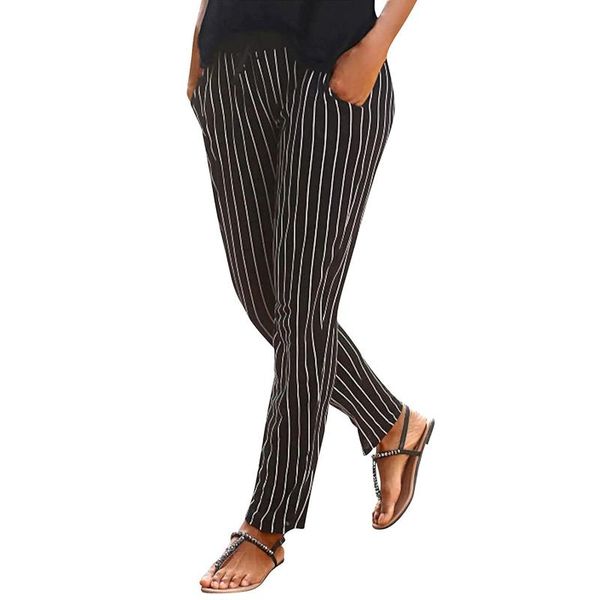 women's pants & capris office ladies long stripe print harem casual elastic band sports running leisure time women trousers, Black;white
women's pants & capris office ladies long stripe print harem casual elastic band sports running leisure time women trousers, Black;white