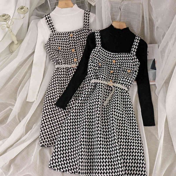 wohrb fashion two piece set women fall winter clothes elastic sweater vintage plaid dress woman korean slim outfits chic suit 210417, White
wohrb fashion two piece set women fall winter clothes elastic sweater vintage plaid dress woman korean slim outfits chic suit 210417, White