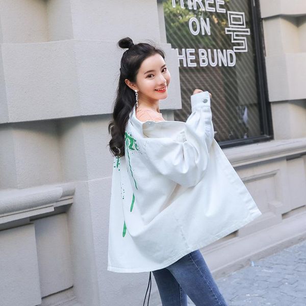 women's jackets 2021 spring autumn plus size fashion women loose vintage bf style letter graffiti denim jacket female coat ljj0148, Black;brown
women's jackets 2021 spring autumn plus size fashion women loose vintage bf style letter graffiti denim jacket female coat ljj0148, Black;brown