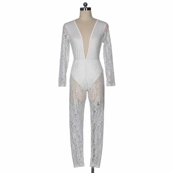 women's jumpsuits & rompers lace spliced jumpsuit women deep-v-neck white bodysuit see-through skinny long sleeves ladies party, Black;white
women's jumpsuits & rompers lace spliced jumpsuit women deep-v-neck white bodysuit see-through skinny long sleeves ladies party, Black;white