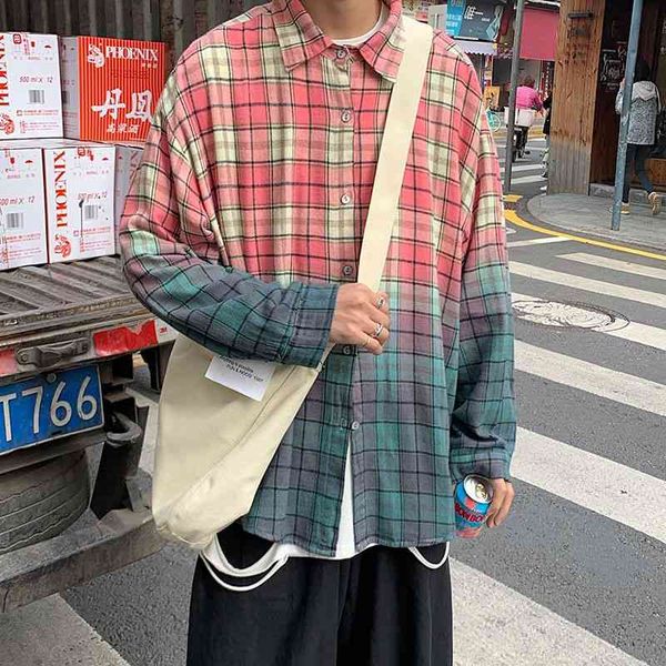 men's casual shirts spring cotton plaid fashion retro gradient men streetwear korean loose long-sleeved mens -xl aplr, White;black
men's casual shirts spring cotton plaid fashion retro gradient men streetwear korean loose long-sleeved mens -xl aplr, White;black