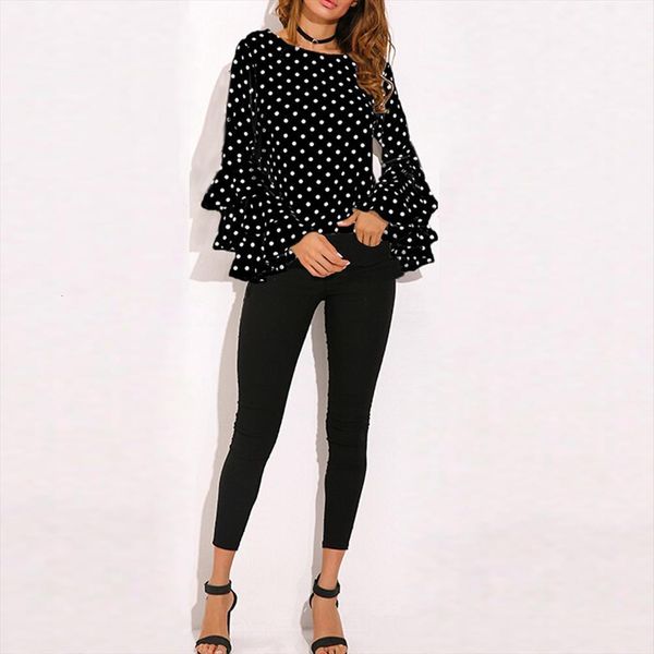 fashion bell sleeve loose womens shirt polka dot casual blusas femininas woman dress ropa de mujer s, White
fashion bell sleeve loose womens shirt polka dot casual blusas femininas woman dress ropa de mujer s, White
