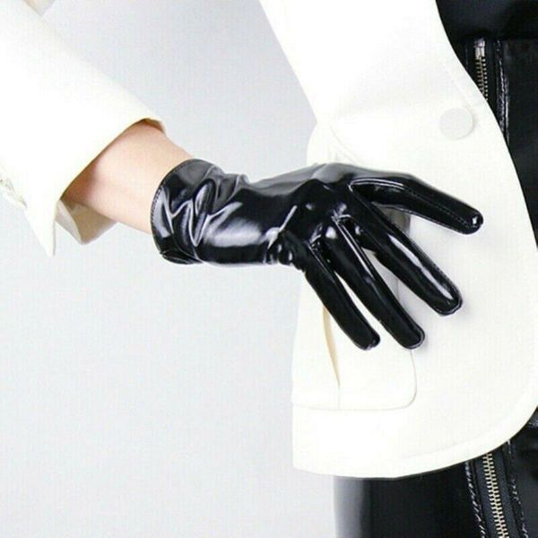 women faux leather gloves shiny wet look latex like wrist gothic stage cosplay cycling, Black
women faux leather gloves shiny wet look latex like wrist gothic stage cosplay cycling, Black
