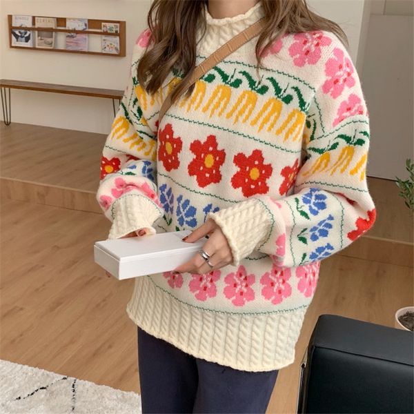 arrival florals thicken vintage leisure warm basic loose chic pullovers all match sweaters 210421, White;black
arrival florals thicken vintage leisure warm basic loose chic pullovers all match sweaters 210421, White;black