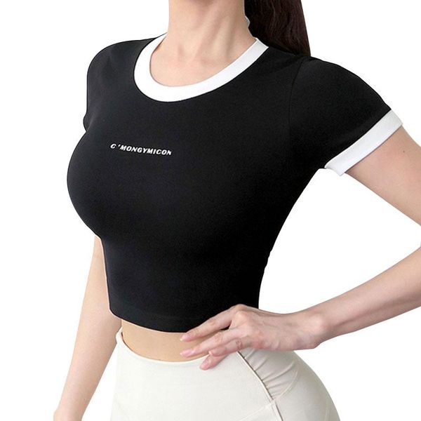 yoga outfit letter printing contrast color round collar crop women seamless comfortable slim short sleeve workout fitness
yoga outfit letter printing contrast color round collar crop women seamless comfortable slim short sleeve workout fitness