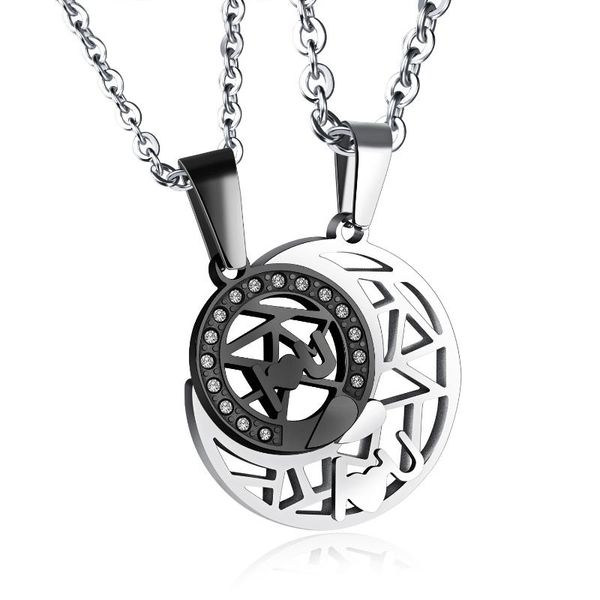 korean version jewelry 2021 trend stainless steel color golden sun moon couple necklace set zircon women's neck chain pendant necklaces, Silver
korean version jewelry 2021 trend stainless steel color golden sun moon couple necklace set zircon women's neck chain pendant necklaces, Silver