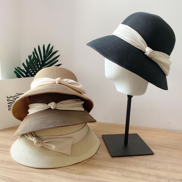 big hat 2021 plain fine paper straw women's summer uv sunscreen one side bow basin beach fisherman's, Blue;gray 
big hat 2021 plain fine paper straw women's summer uv sunscreen one side bow basin beach fisherman's, Blue;gray