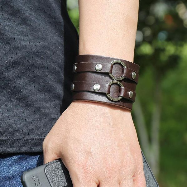 genuine leather bracelet men big wide vintage wrap cuff bracelets&bangles metal charms brown wristband women tennis, Golden;silver
genuine leather bracelet men big wide vintage wrap cuff bracelets&bangles metal charms brown wristband women tennis, Golden;silver