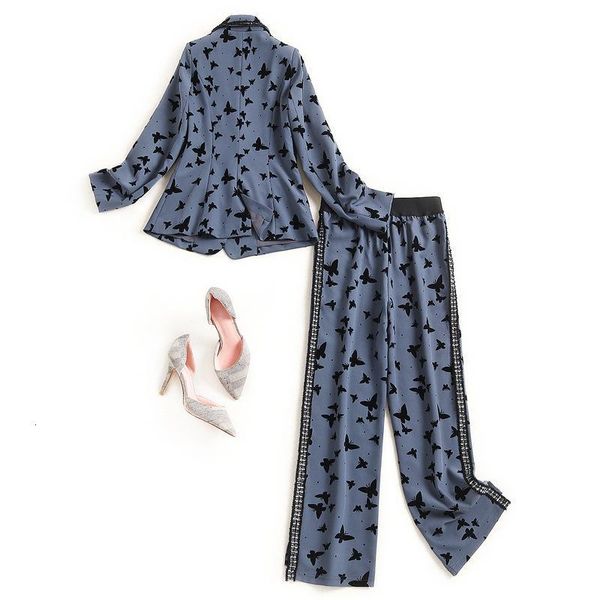 women 2 piece set butterfly autumn suit fashion jacket +straight pants office lady single button turn-down collar elastic waist women's, White
women 2 piece set butterfly autumn suit fashion jacket +straight pants office lady single button turn-down collar elastic waist women's, White