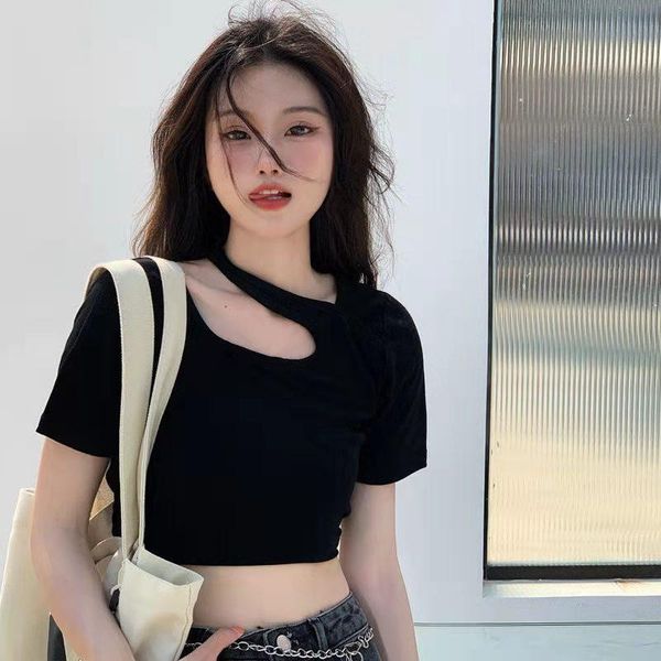 women's t-shirt niche hollow women shirts design sense short-sleeved 2021 pure color summer korean style slimming ins personality, White
women's t-shirt niche hollow women shirts design sense short-sleeved 2021 pure color summer korean style slimming ins personality, White