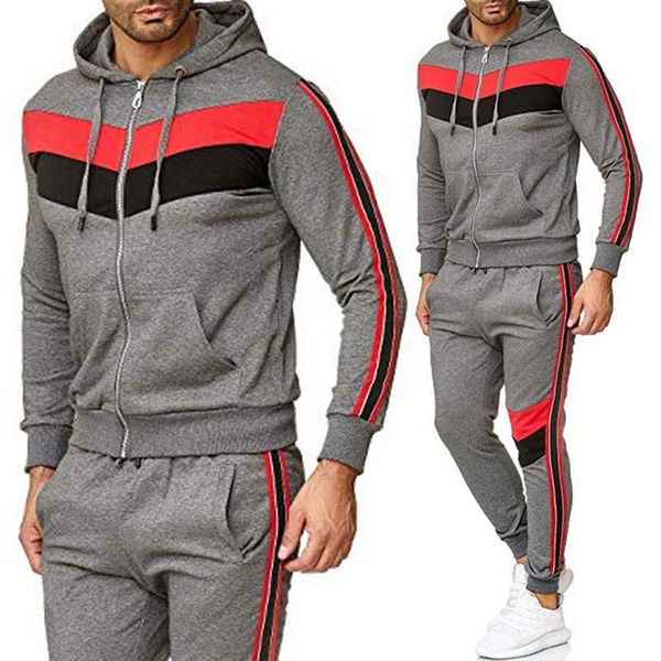 men's tracksuits sets colorblock sports suit two pieces set zipper hoodie sweatshirt pants tracksuit sportswear outfit jacket, Gray
men's tracksuits sets colorblock sports suit two pieces set zipper hoodie sweatshirt pants tracksuit sportswear outfit jacket, Gray