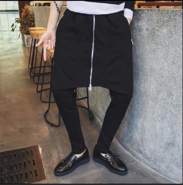 m-5xl autumn men's punk faux two piece personality harem pants slim trousers skirt tide zipper culottes hairstyles costumes, Black
m-5xl autumn men's punk faux two piece personality harem pants slim trousers skirt tide zipper culottes hairstyles costumes, Black
