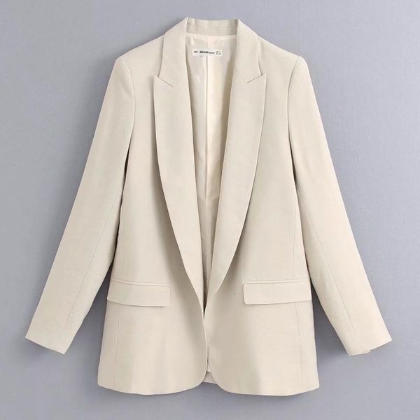 women's suits & blazers 2021 women elegant solid color soft blazer notched collar open stitch long sleeve female causal stylish outwear, White;black
women's suits & blazers 2021 women elegant solid color soft blazer notched collar open stitch long sleeve female causal stylish outwear, White;black