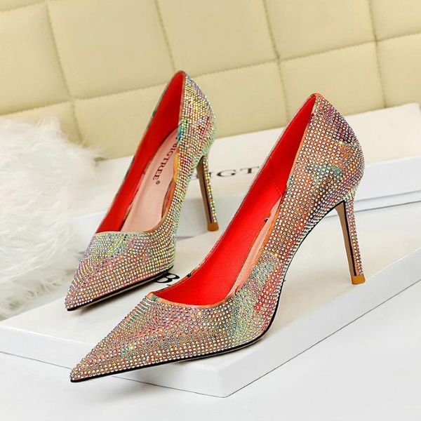 dress shoes european and american fashion banquet high heels thin heeled heel pointed color matching crystal women's, Black
dress shoes european and american fashion banquet high heels thin heeled heel pointed color matching crystal women's, Black